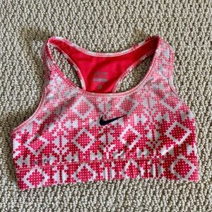 Nike Coral and White Patterned Sports Bra